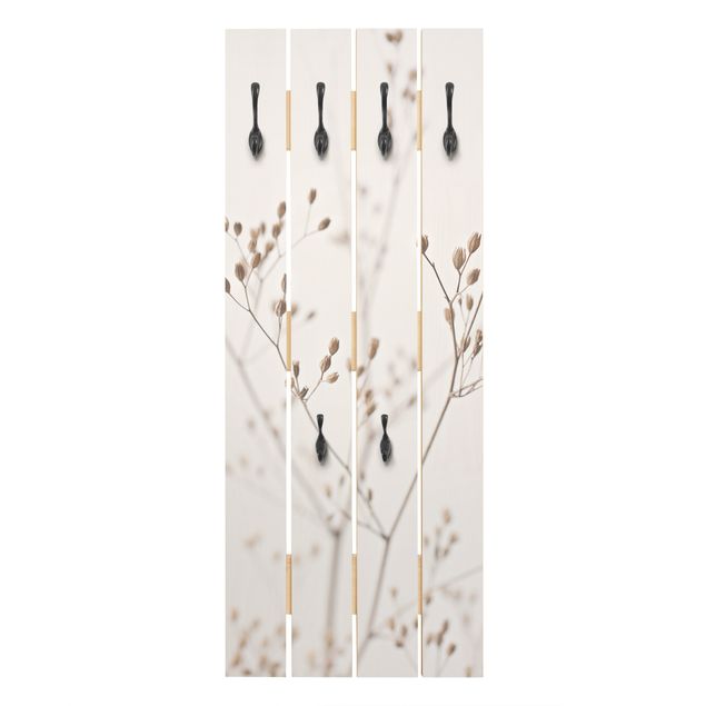 Porte manteaux muraux Gemmes délicates sur tige de fleurs blanches