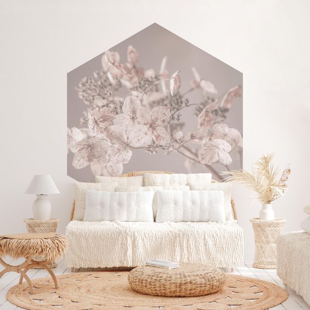 Papier peint fleurs Delicate White Hydrangea