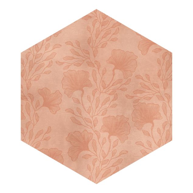 Papier peint panoramique Branches délicates en or rosé