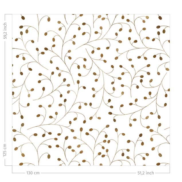 rideaux cuisine moderne Delicate Branch Pattern With Dots In Gold