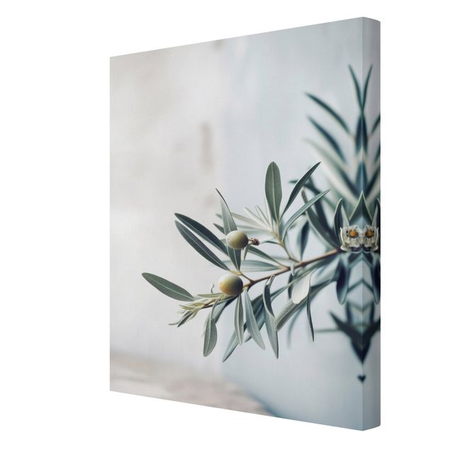 Tableaux verts Branche d'olivier délicatement fleurie