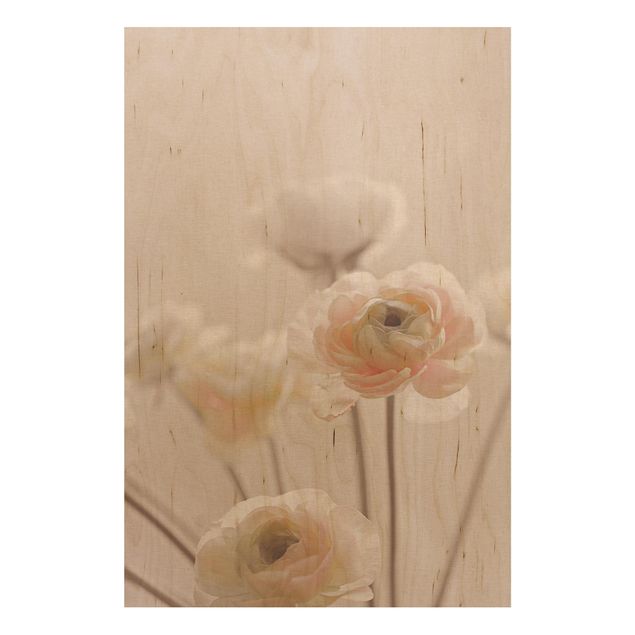 Tableaux en bois avec fleurs Délicat bouquet de fleurs rose pâle