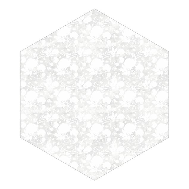 Papier peint hexagonal autocollant avec dessins - Delicate Watercolour Blossoms Pattern