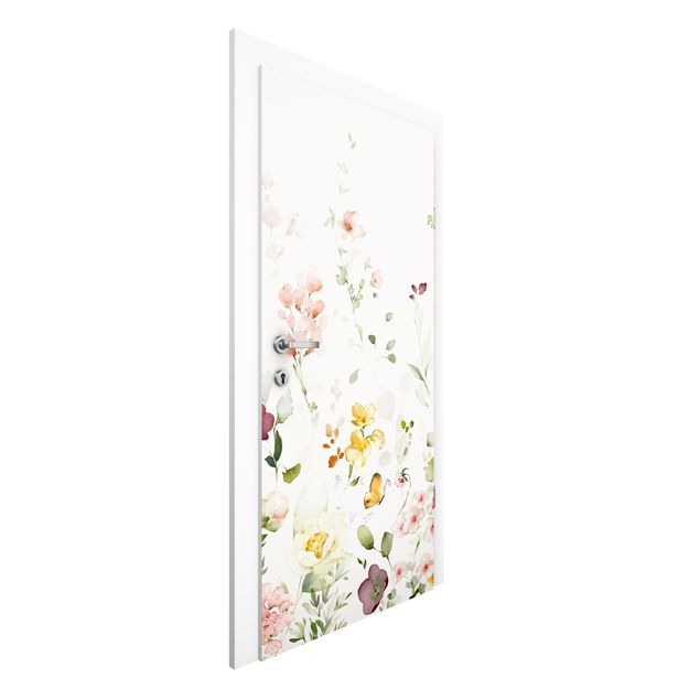 Papiers peints pour portes fleurs Composition florale raffinée