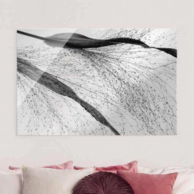 Déco mur cuisine Delicate Reed With Small Buds Black And White
