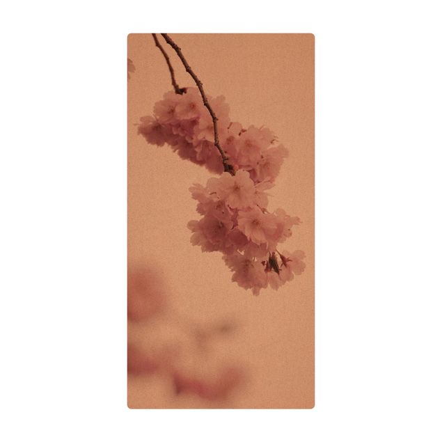 tapis grande taille Fleur de printemps rose pâle avec bokeh