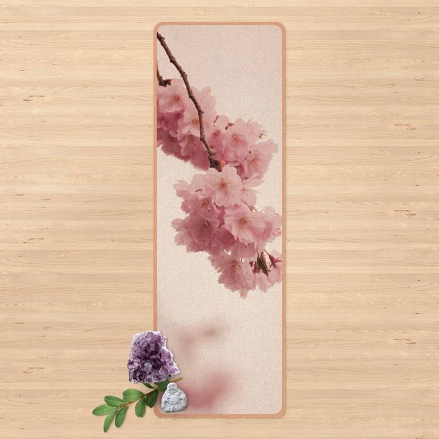 tapis modernes Fleur de printemps rose pâle avec bokeh