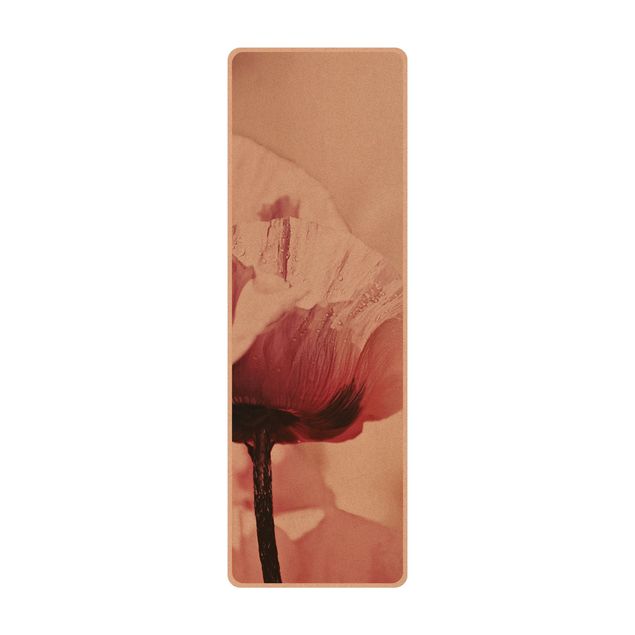 Tapis de yoga - Pale Pink Poppy Flower With Water Drops