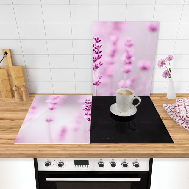 Cache plaques de cuisson fleurs Lavande rose pâle