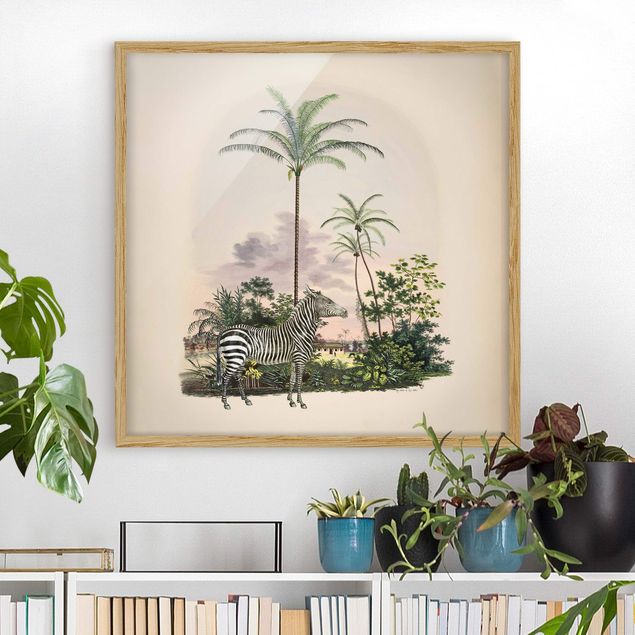Tableau paysages Illustration de Zèbre Devant Des Palmiers