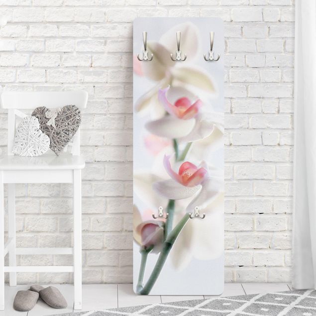 Porte-manteaux muraux avec fleurs Orchidée délicate