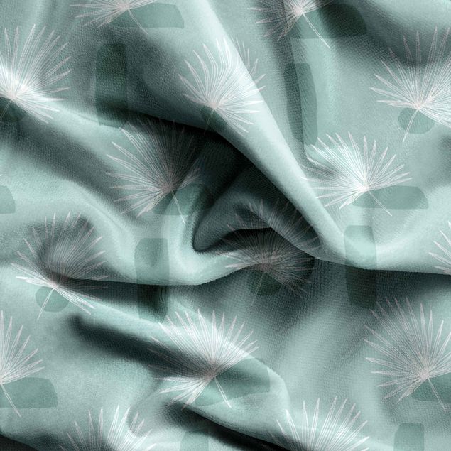 rideaux fleurs European Fan Palm Fronds - Pastel Mint Green
